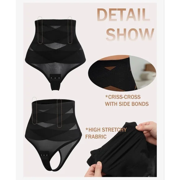 NEW Black Tummy Control Thong Shapewear Body Shaper M - Picture 3 of 7